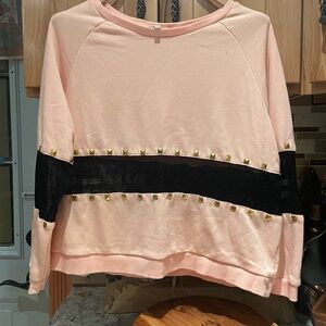 Pink and Black Studded Women's Top